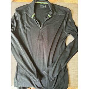 Smartwool Merino  Mens Large Black Quarter Zip Base Layer Long Sleeve Top